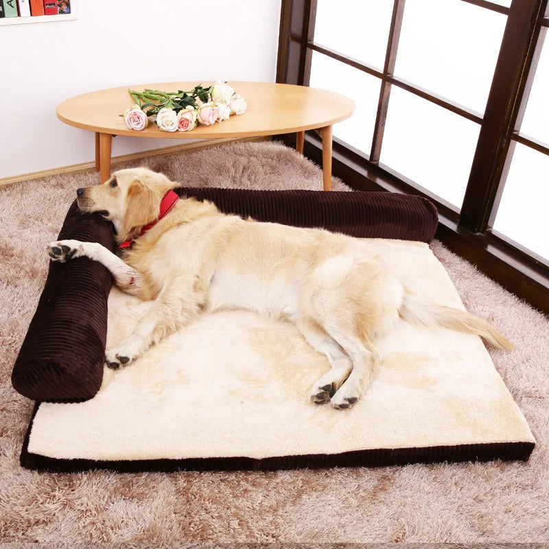 Warmes, mit Cord gepolstertes Hundebett in Übergröße, Katzenhaus, Zwingermatte, kleine, mittelgroße und große Hunde, Haussofa, Haustierkorb, Bett