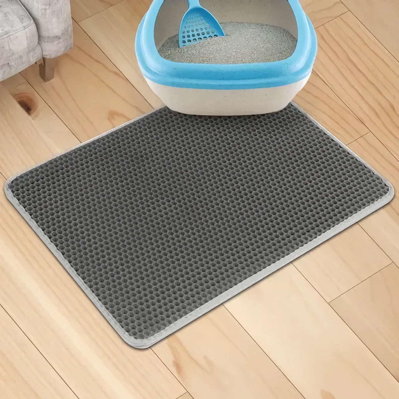 Wasserdichte Katzenstreumatte für Haustiere, doppellagig, faltbar, aus EVA, zum Auffangen von Streu, Teppich, Bettunterlage für Katzen, Reinigungsmittel für Haustiere