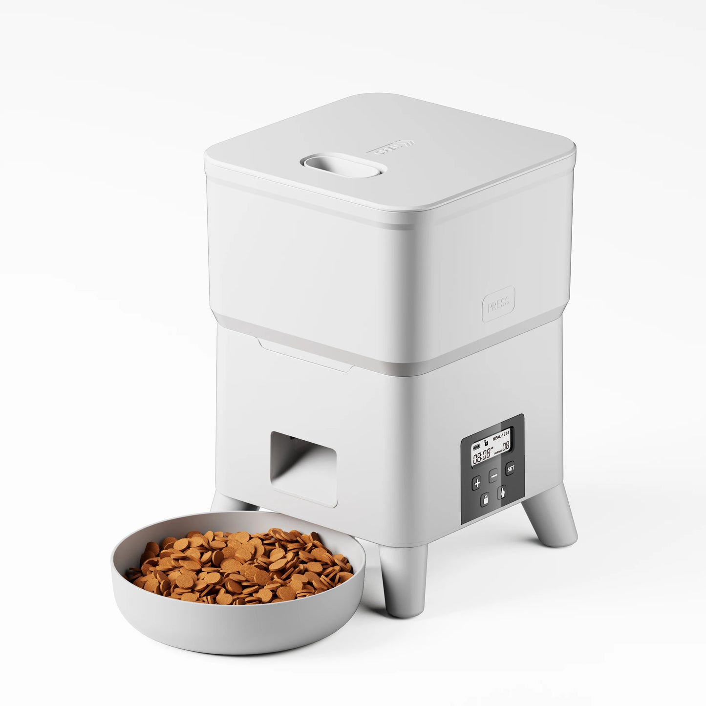 Automatischer Futterspender für Katzen mit Knopf, intelligenter, langsamer Futterspender für Hunde mit großer Kapazität und Zeitsteuerung, Futternapf für Katzentrockenfutter