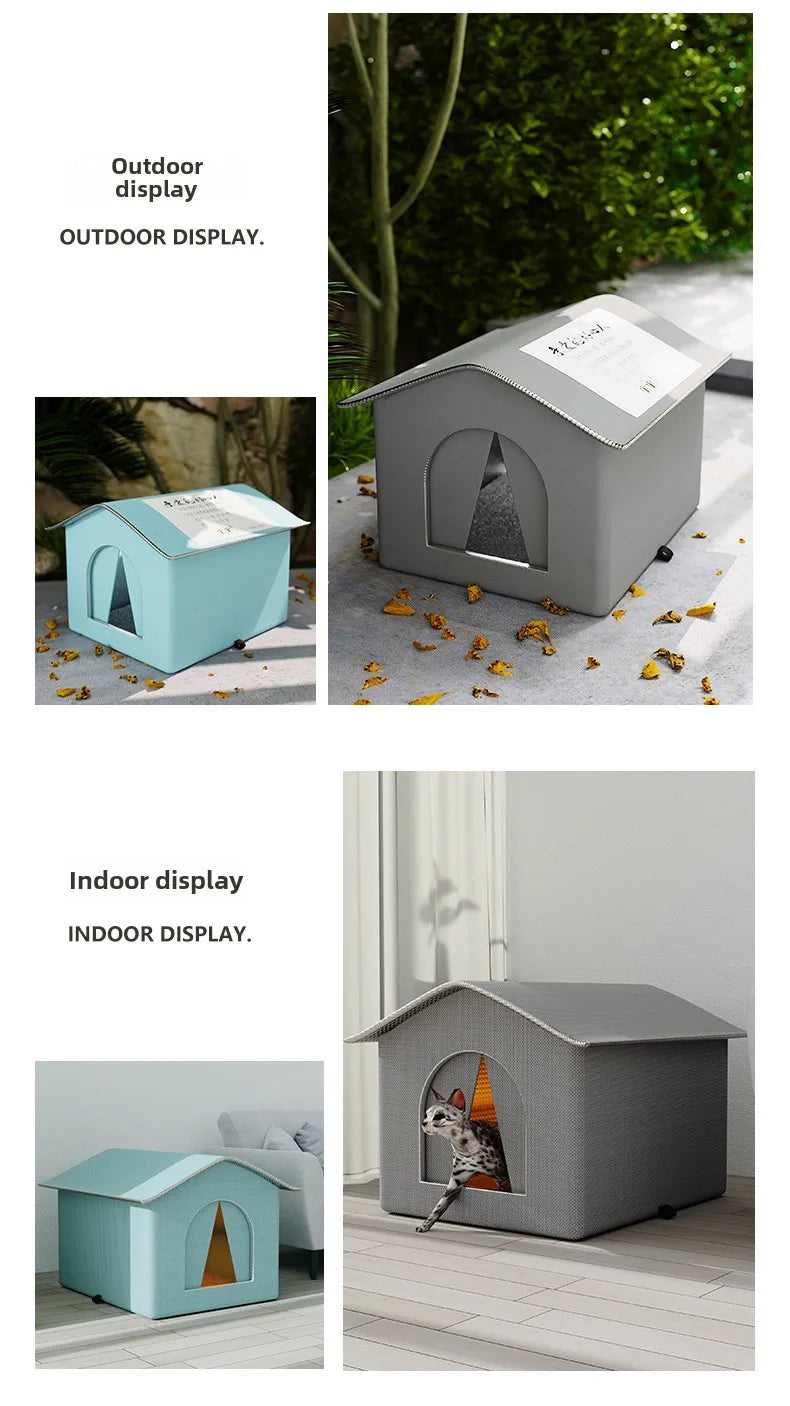Hundehütte für Streunerkatzen, wasserdicht, für den Winter, warm, für Haustiere, Höhle, Schlafbetten, Zuhause, faltbar, waschbar, für kleine Hunde, Welpenbedarf