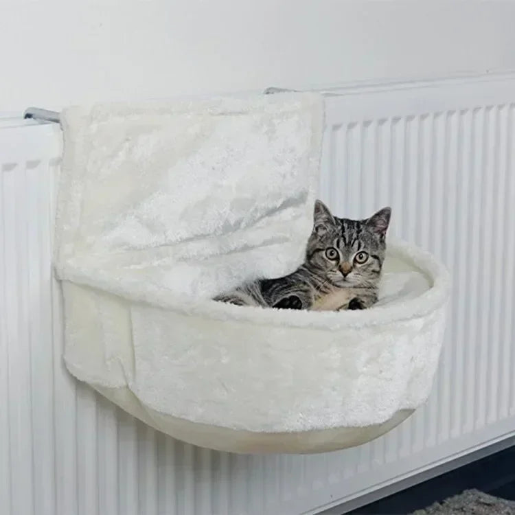 Cat Plush Radiator Bag Soft Cat Hanging Bed with Strong Durable Iron Frame Warm and Cosy Cat Hanging Hammock for Small Pets