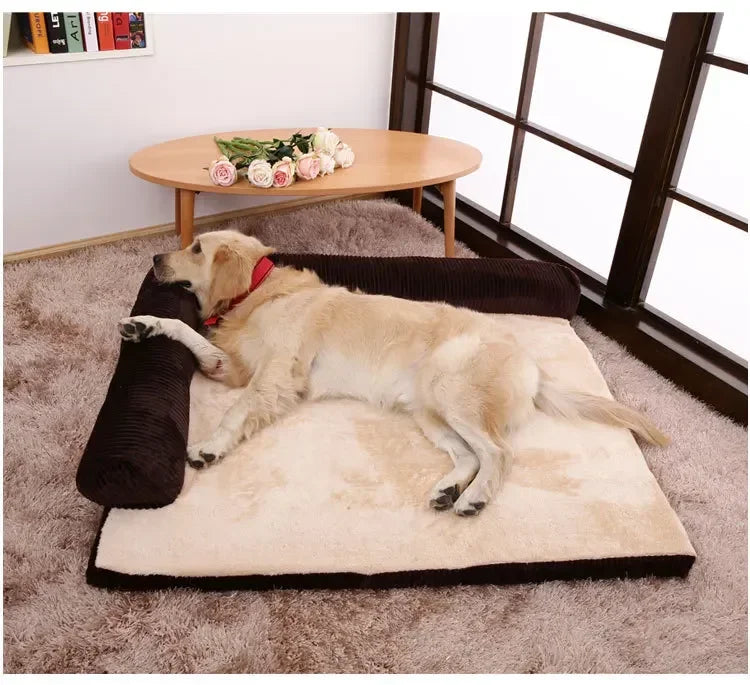 Warmes, mit Cord gepolstertes Hundebett in Übergröße, Katzenhaus, Zwingermatte, kleine, mittelgroße und große Hunde, Haussofa, Haustierkorb, Bett