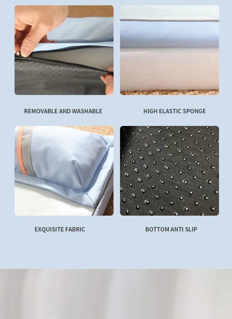 Kühlendes Hundebett für den Sommer, für große und mittelgroße Hunde, Welpen, orthopädische Memory-Schaum-Matte mit Kissen, atmungsaktiv, wasserdicht, waschbar