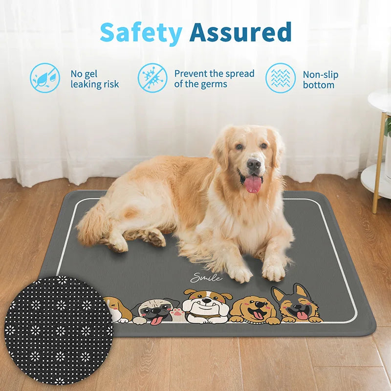 Kühlende Gel-Haustiermatte für den Sommer, doppellagiges Eisseiden-Pad mit rutschfester Unterseite, fusselfrei und kaufest für Katzen/Hunde, CE-zertifiziert