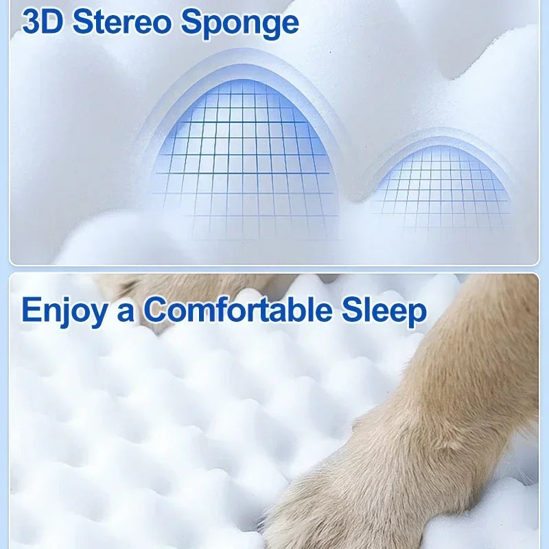 Kühlendes Hundebett für den Sommer, für große und mittelgroße Hunde, Welpen, orthopädische Memory-Schaum-Matte mit Kissen, atmungsaktiv, wasserdicht, waschbar