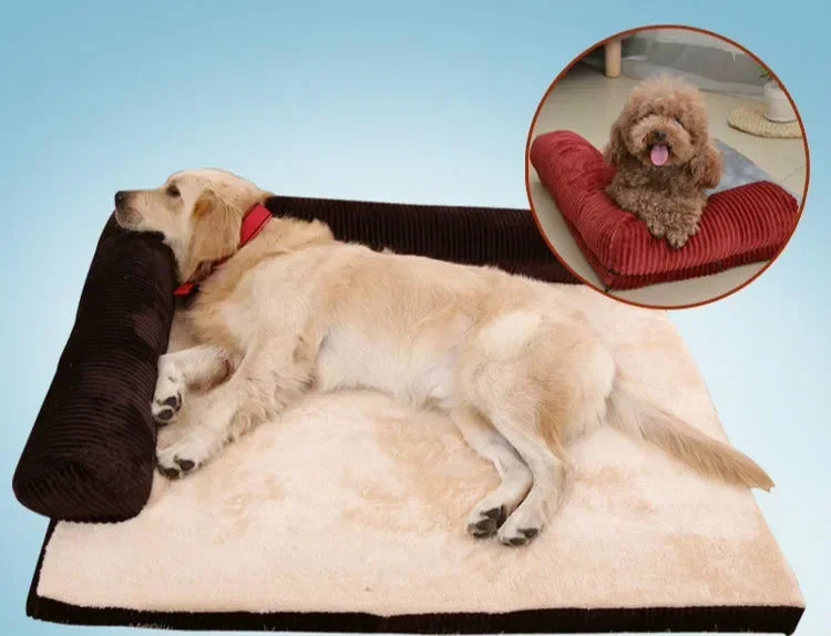 Warmes, mit Cord gepolstertes Hundebett in Übergröße, Katzenhaus, Zwingermatte, kleine, mittelgroße und große Hunde, Haussofa, Haustierkorb, Bett