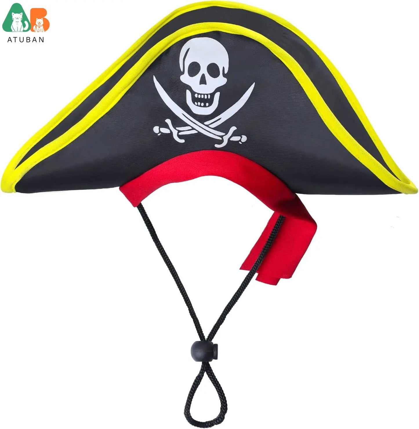 ATUBAN Skull Print Pet Pirate Hat with Pirate Skull Bandana Dog Cat Captain Cap Halloween Pirate Cosplay Costume Halloween Party