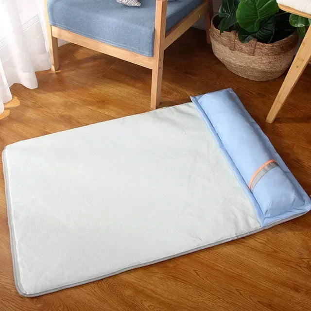 Kühlendes Hundebett für den Sommer, für große und mittelgroße Hunde, Welpen, orthopädische Memory-Schaum-Matte mit Kissen, atmungsaktiv, wasserdicht, waschbar