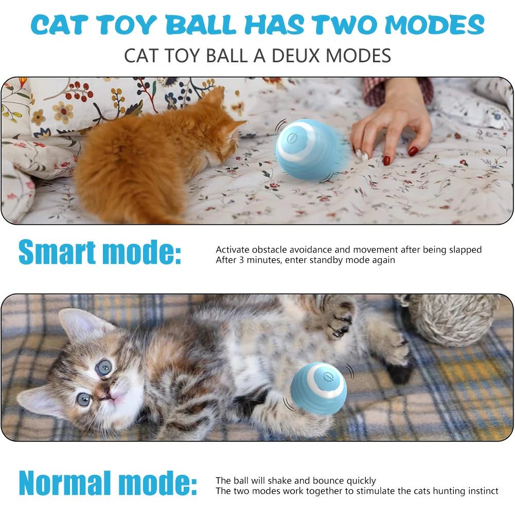 Interaktiver Katzenball, elektrischer automatischer Rollball, intelligentes Spielzeug für Katzen, intelligentes Katzenspielzeug, rotierender Ball, Katzenspielzubehör