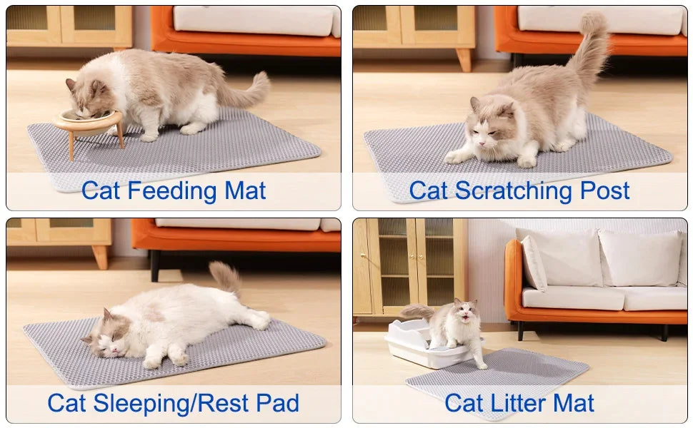 Wasserdichte Katzenstreumatte für Haustiere, doppellagig, faltbar, aus EVA, zum Auffangen von Streu, Teppich, Bettunterlage für Katzen, Reinigungsmittel für Haustiere