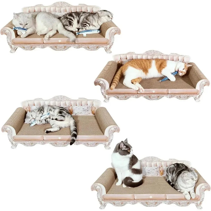 Extra Large Sofa Shaped Cat Scratcher Bed Infinity Durable Corrugated Cardboard Lounge Combining Modern Style and Functionality