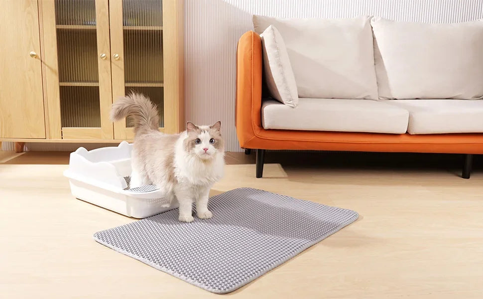 Wasserdichte Katzenstreumatte für Haustiere, doppellagig, faltbar, aus EVA, zum Auffangen von Streu, Teppich, Bettunterlage für Katzen, Reinigungsmittel für Haustiere