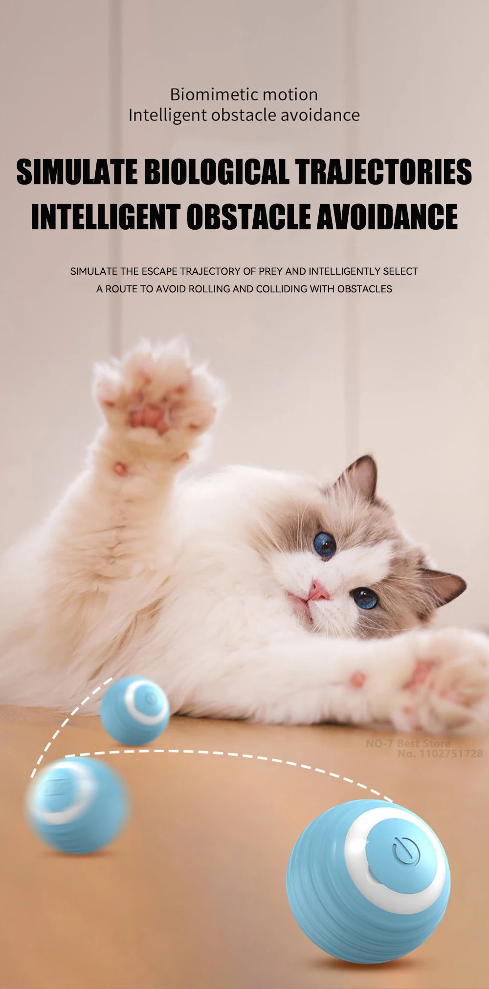 Interaktiver Katzenball, elektrischer automatischer Rollball, intelligentes Spielzeug für Katzen, intelligentes Katzenspielzeug, rotierender Ball, Katzenspielzubehör