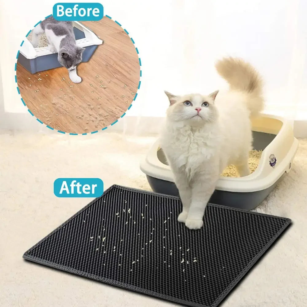 Katzenstreumatte mit Geschenk, doppellagig, wasserdicht, für Katzentoiletten, rutschfest, Sand, Katzenunterlage, waschbar, Bettmatte, Reinigungsunterlage, Produkte