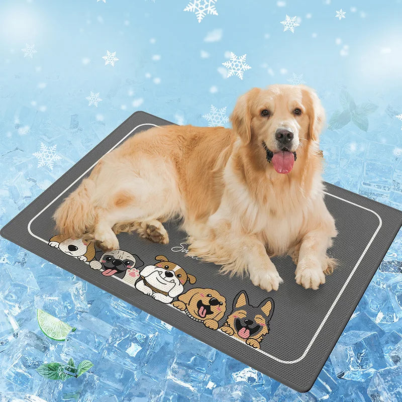 Kühlende Gel-Haustiermatte für den Sommer, doppellagiges Eisseiden-Pad mit rutschfester Unterseite, fusselfrei und kaufest für Katzen/Hunde, CE-zertifiziert
