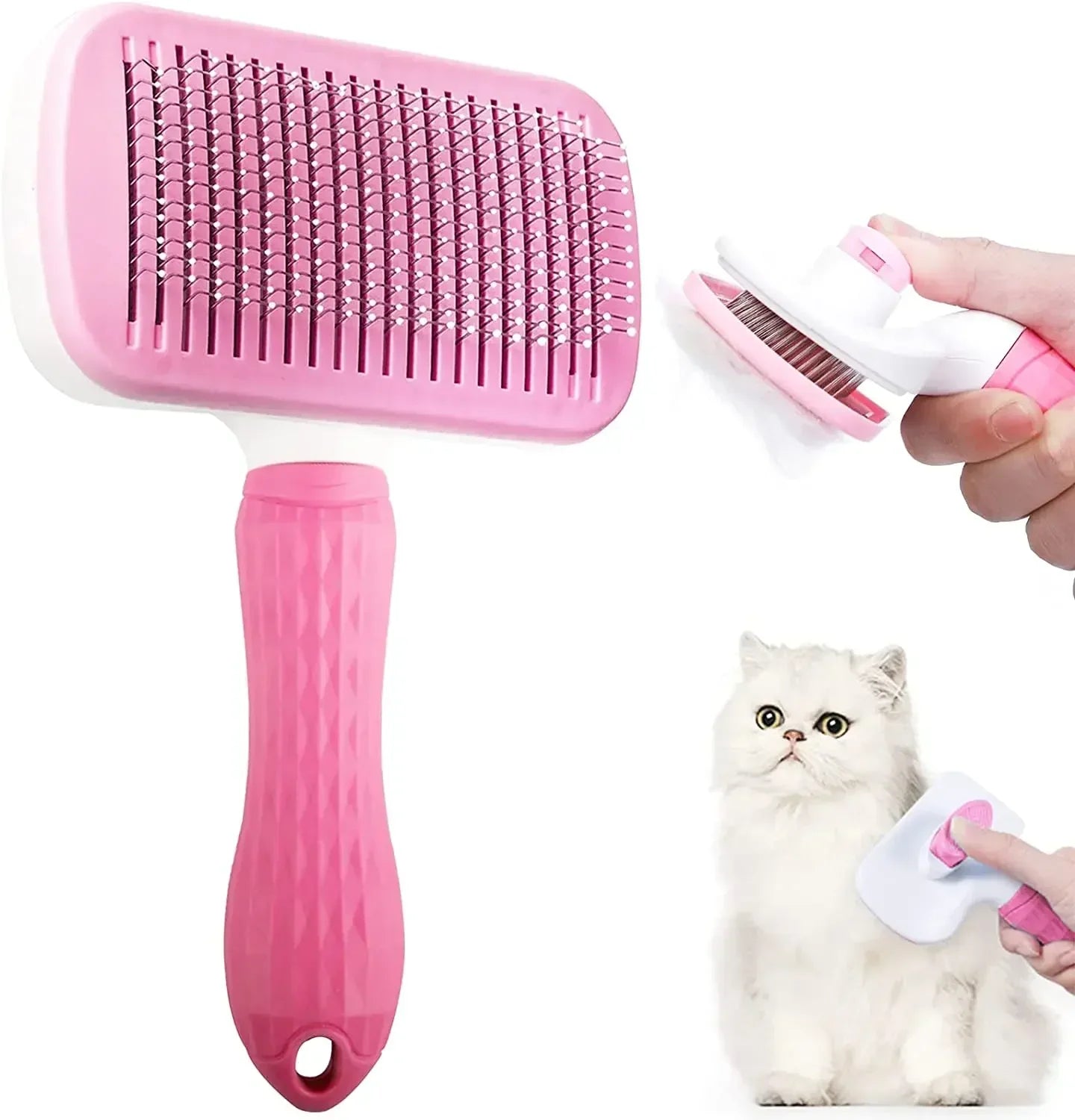 Selbstreinigende Enthaarungsbürste für Haustiere, Hundepflegewerkzeug mit Haarkamm für Katzen zur Kontrolle des Haarausfalls, Bürstenhaarentferner für Haustierprodukte