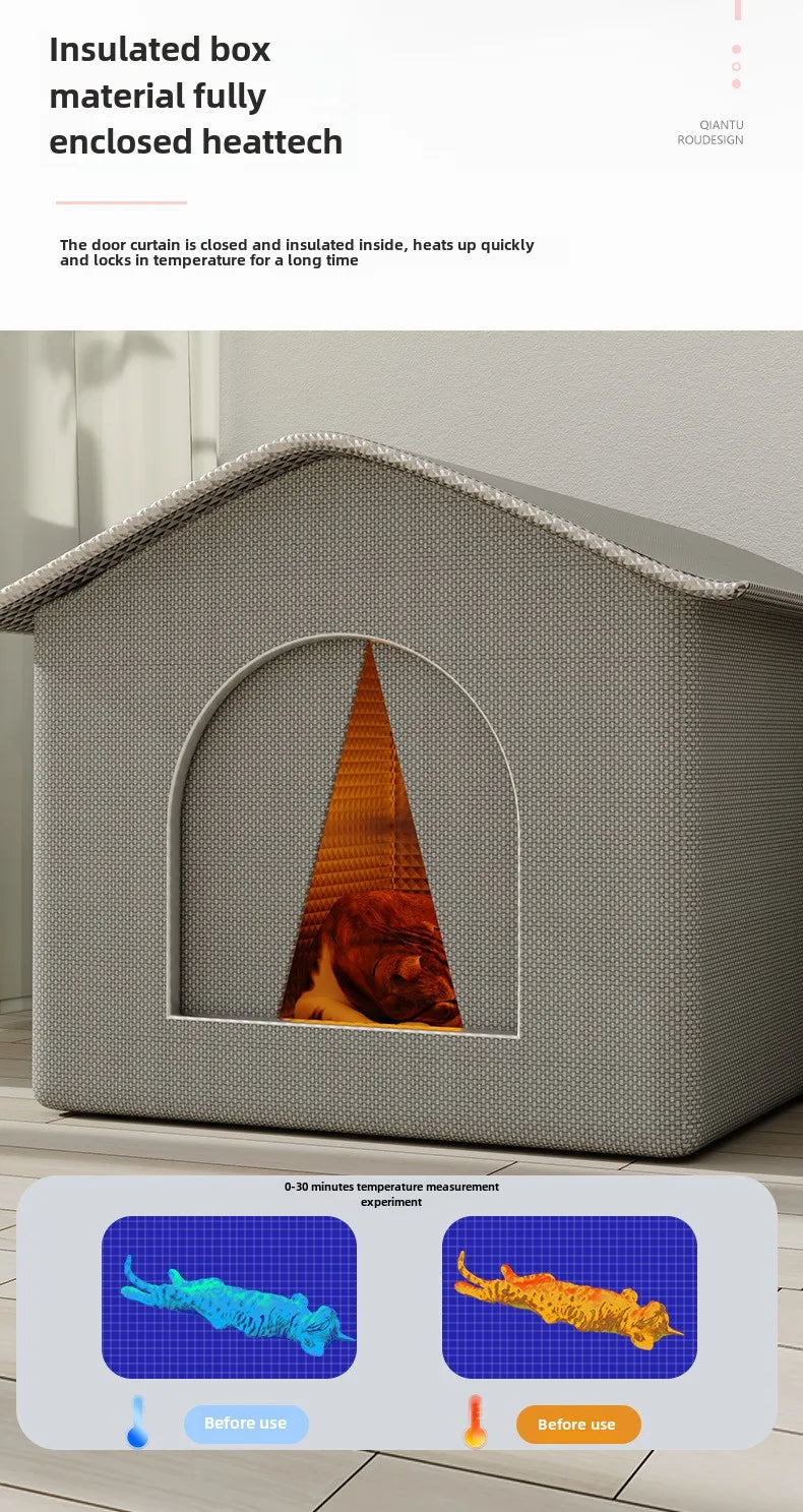 Hundehütte für Streunerkatzen, wasserdicht, für den Winter, warm, für Haustiere, Höhle, Schlafbetten, Zuhause, faltbar, waschbar, für kleine Hunde, Welpenbedarf