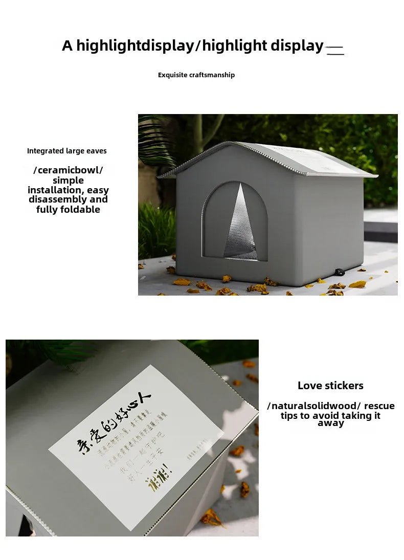 Hundehütte für Streunerkatzen, wasserdicht, für den Winter, warm, für Haustiere, Höhle, Schlafbetten, Zuhause, faltbar, waschbar, für kleine Hunde, Welpenbedarf