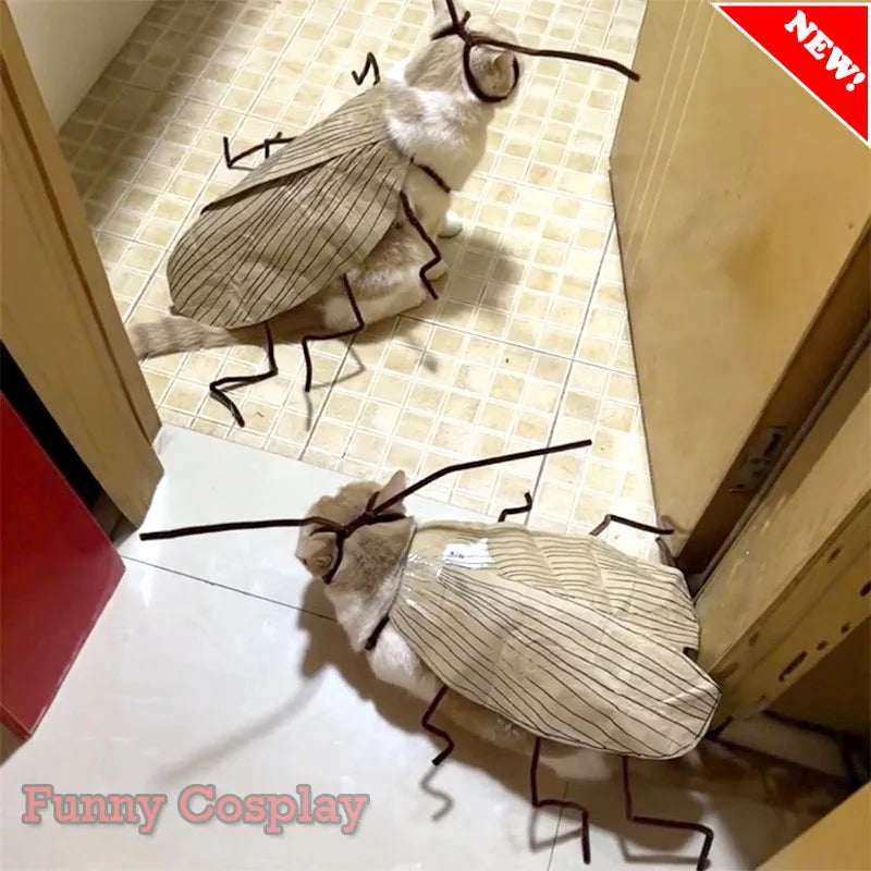 Realistic Cockroach Cat Costume with Detachable Wings Funny Cockroach Clothing for Cat | Cosplay Dress Up DIY Material Pack
