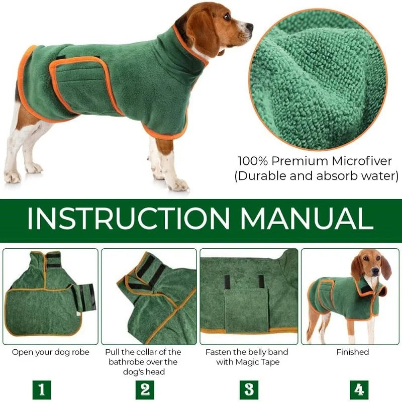 Haustier-Bademantel, hochsaugfähig, Trockenmantel für Hunde, schnelltrocknend, verstellbares Handtuchtuch für kleine, mittelgroße und große Haustiere, Hunde und Katzen
