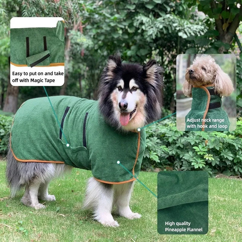 Haustier-Bademantel, hochsaugfähig, Trockenmantel für Hunde, schnelltrocknend, verstellbares Handtuchtuch für kleine, mittelgroße und große Haustiere, Hunde und Katzen