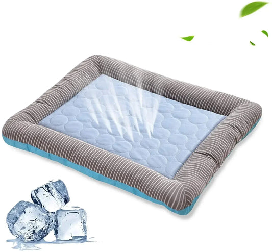 Kühlkissenbett für Hunde, Katzen, Welpen, Kätzchen, Kühlmatte, Haustierdecke, Eisseidenmaterial, weich zum Schlafen im Sommer, Rosa, Blau, atmungsaktiv