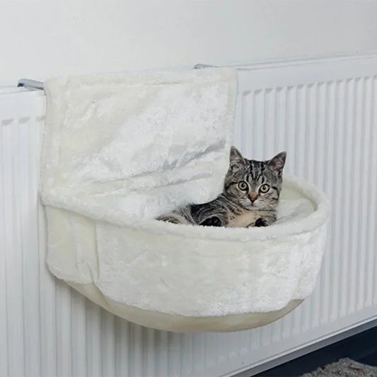 Heizkörpertasche für Katzen aus Plüsch, weiches Katzenhängebett mit robustem, langlebigem Eisenrahmen, warme und gemütliche Katzenhängematte für kleine Haustiere