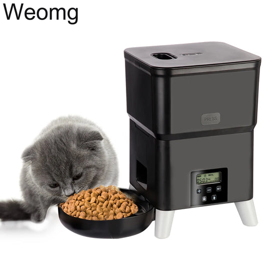 Automatischer Futterspender für Katzen mit Knopf, intelligenter, langsamer Futterspender für Hunde mit großer Kapazität und Zeitsteuerung, Futternapf für Katzentrockenfutter