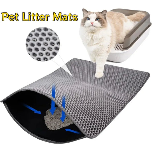 Wasserdichte Katzenstreumatte für Haustiere, doppellagig, faltbar, aus EVA, zum Auffangen von Streu, Teppich, Bettunterlage für Katzen, Reinigungsmittel für Haustiere