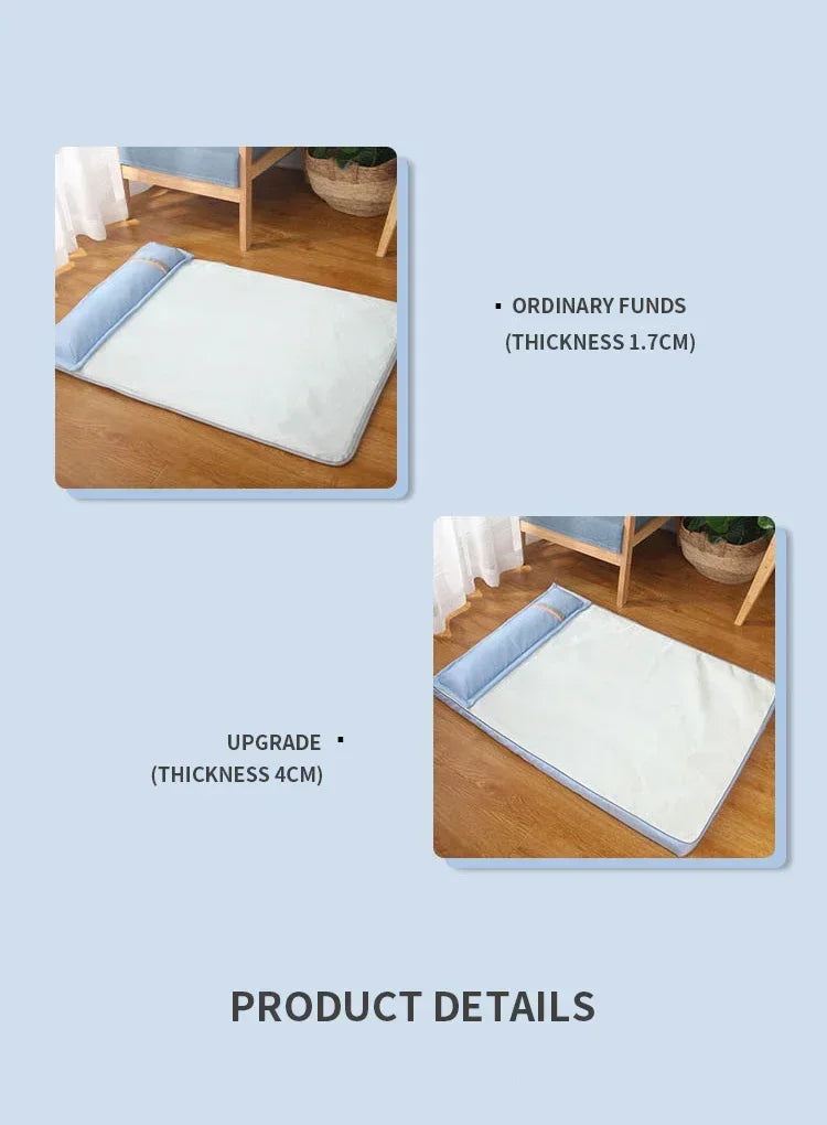 Summer Cooling Dog Bed For Large Medium Dog Puppy Orthopedic Memory Foam Mat With Pillow Breathable Waterproof Washable