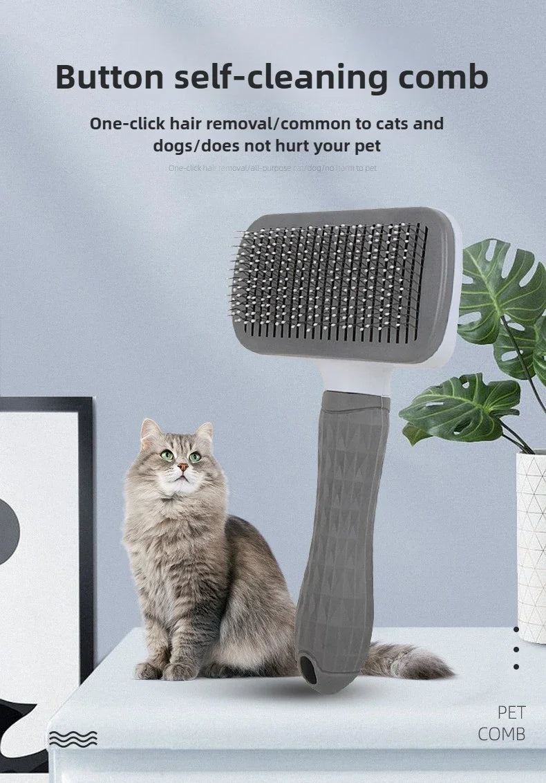Selbstreinigende Enthaarungsbürste für Haustiere, Hundepflegewerkzeug mit Haarkamm für Katzen zur Kontrolle des Haarausfalls, Bürstenhaarentferner für Haustierprodukte
