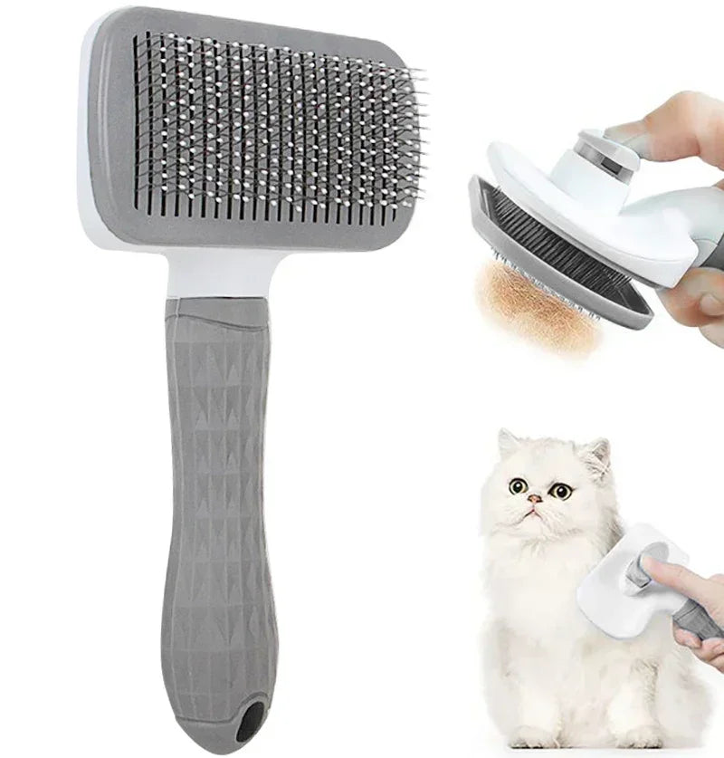 Selbstreinigende Enthaarungsbürste für Haustiere, Hundepflegewerkzeug mit Haarkamm für Katzen zur Kontrolle des Haarausfalls, Bürstenhaarentferner für Haustierprodukte