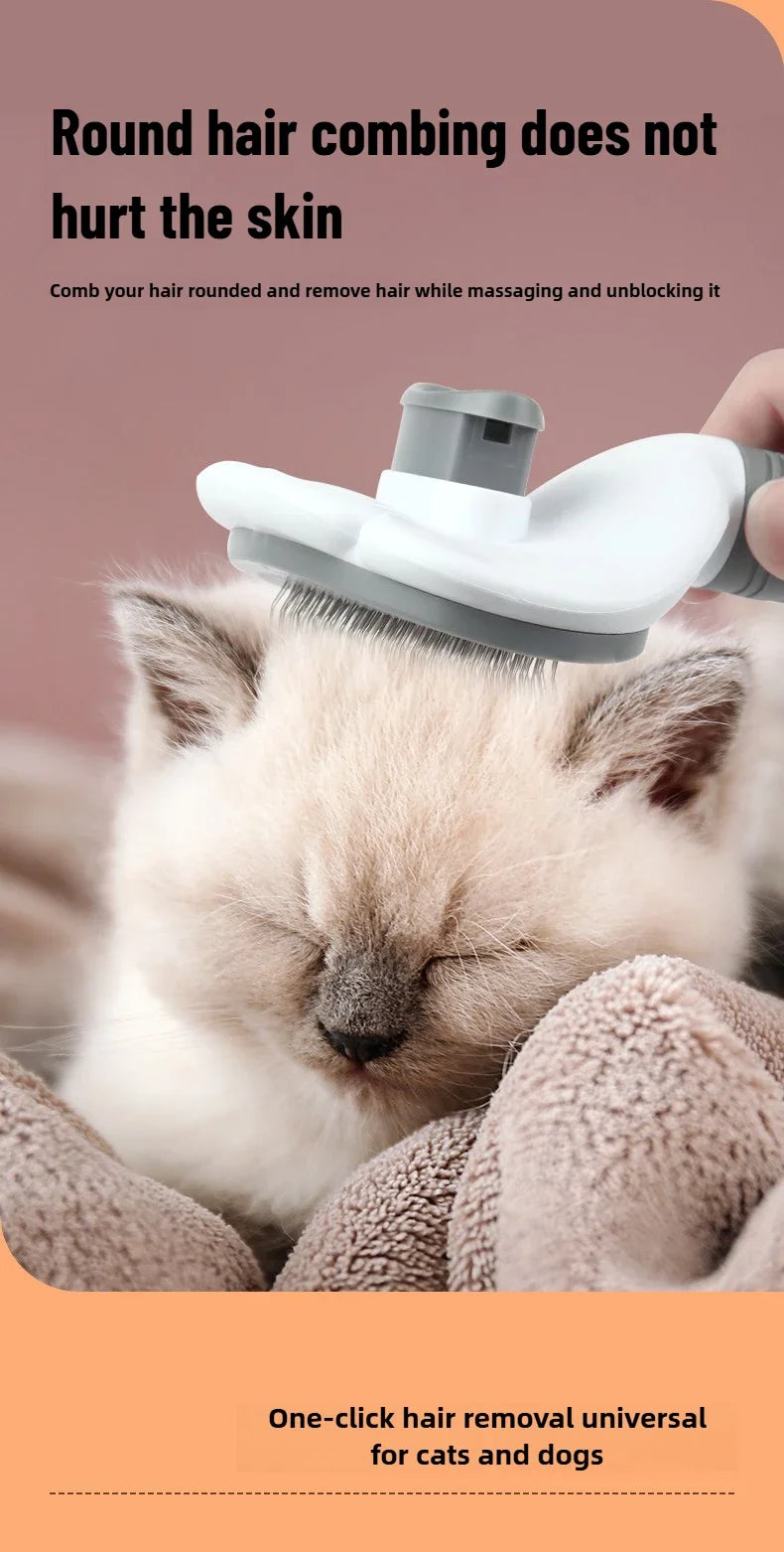 Selbstreinigende Enthaarungsbürste für Haustiere, Hundepflegewerkzeug mit Haarkamm für Katzen zur Kontrolle des Haarausfalls, Bürstenhaarentferner für Haustierprodukte