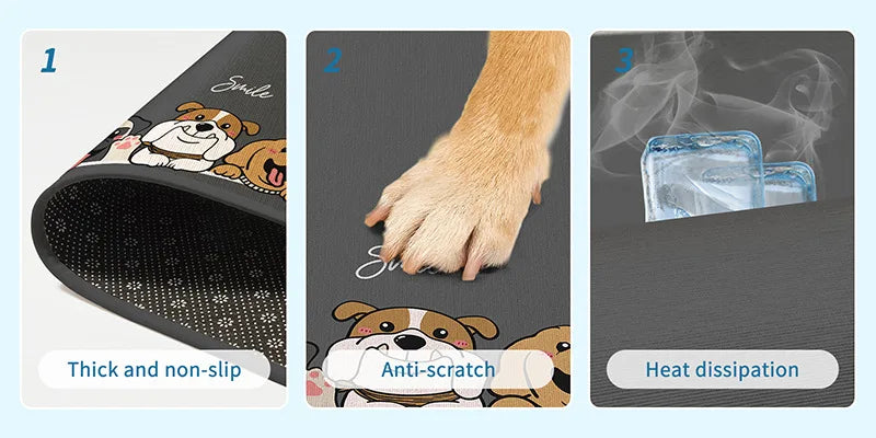 Summer Cooling Gel Pet Mat-Double Layer Ice Silk Pad with Anti-Slip Base,Non-Shedding&Chew-Resistant for Cats/Dogs  CE Certified