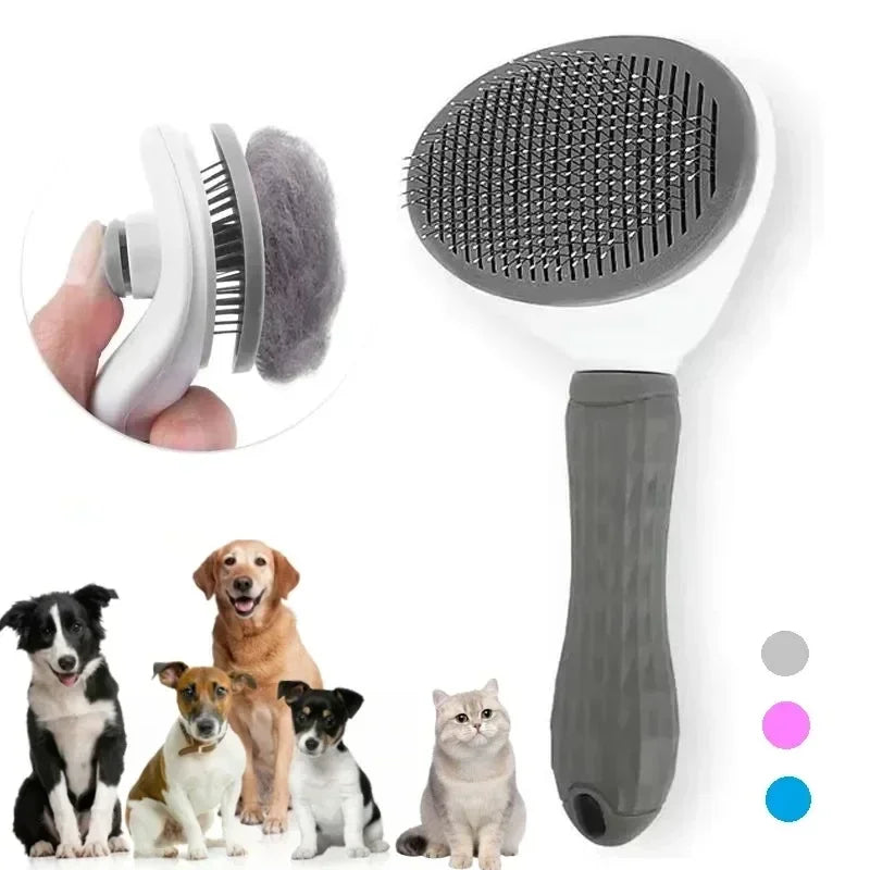 Selbstreinigende Enthaarungsbürste für Haustiere, Hundepflegewerkzeug mit Haarkamm für Katzen zur Kontrolle des Haarausfalls, Bürstenhaarentferner für Haustierprodukte