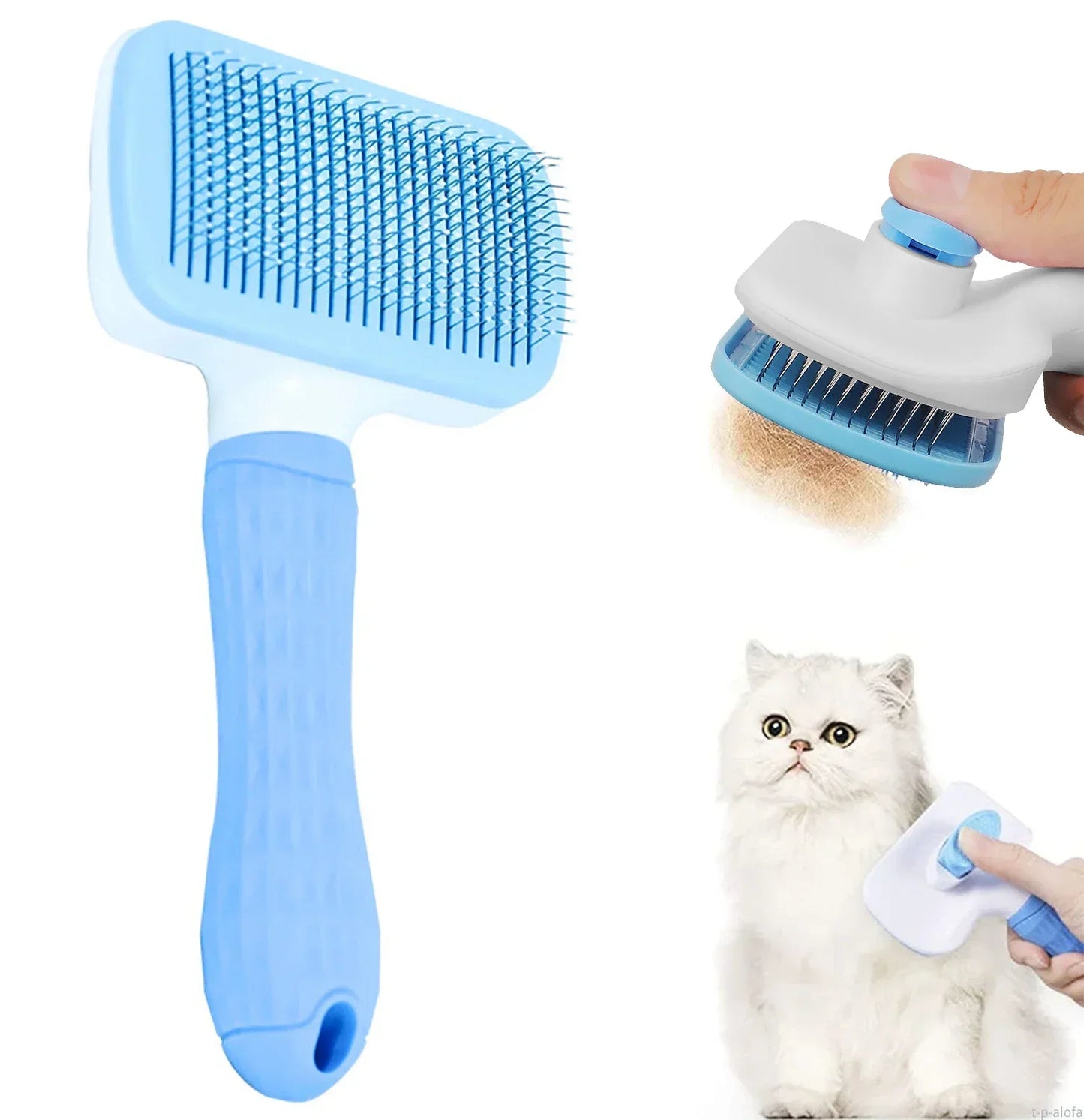 Selbstreinigende Enthaarungsbürste für Haustiere, Hundepflegewerkzeug mit Haarkamm für Katzen zur Kontrolle des Haarausfalls, Bürstenhaarentferner für Haustierprodukte