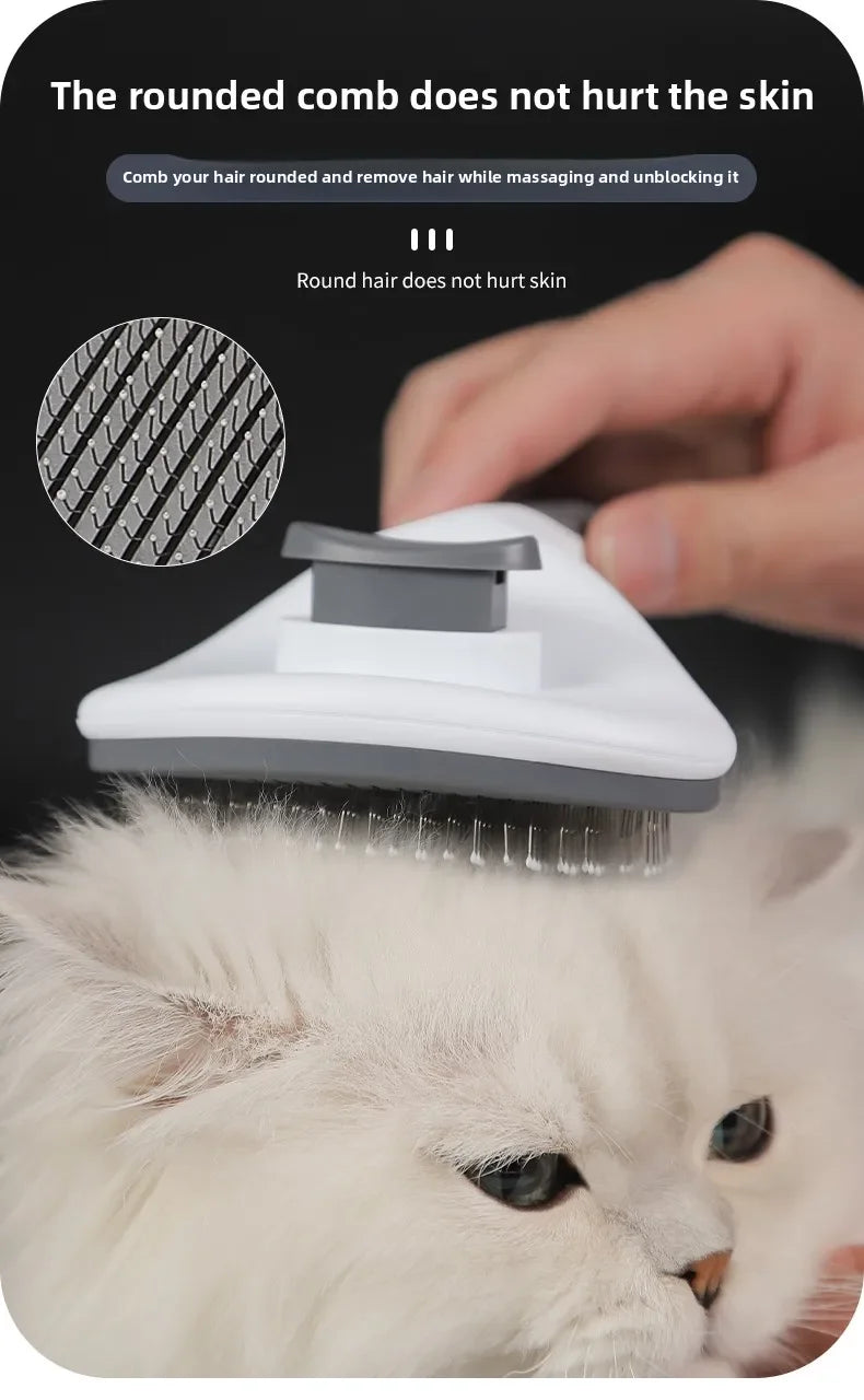 Selbstreinigende Enthaarungsbürste für Haustiere, Hundepflegewerkzeug mit Haarkamm für Katzen zur Kontrolle des Haarausfalls, Bürstenhaarentferner für Haustierprodukte
