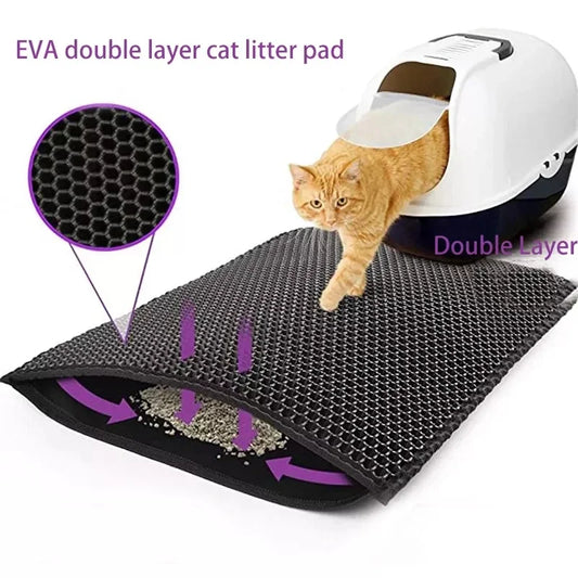 Katzenstreumatte mit Geschenk, doppellagig, wasserdicht, für Katzentoiletten, rutschfest, Sand, Katzenunterlage, waschbar, Bettmatte, Reinigungsunterlage, Produkte